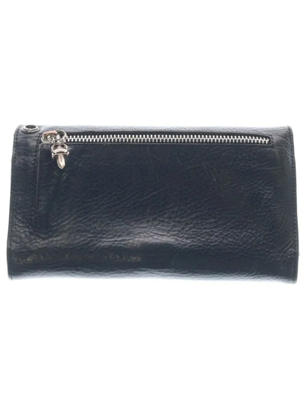 Chrome Hearts Wave Heart Button Leather Wallet Black